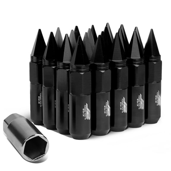 J2 Engineering LN-T7-017-125-BK J2 Engineering 7075 -T6 Forged Aluminum M12 x 1.25 20Pcs 90mm Spiked End Lug Nut w/ Socket Adapter ( Black )
