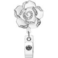 thumbnail image 2 of Flower Badge Holder, Luxury Rose Flower Diamond Badge Reel with Alligator Clip, Glitter Rose Flower ID Card Badge Reel for Nurse, 2 of 7