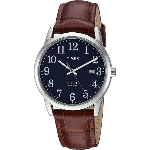 Timex Reloj para hombre con correa de piel de fácil lectura de 38 mm Timex Timex