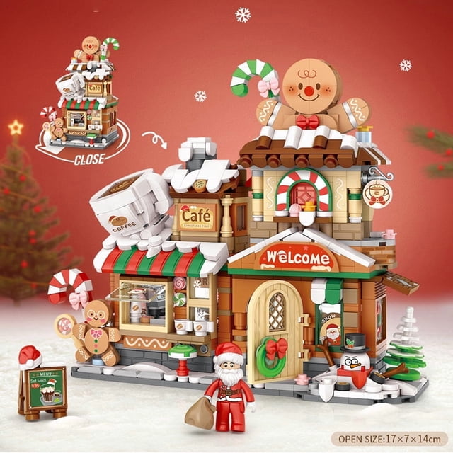 Street View Series Building Blocks Set, Izakaya Shaved Ice Takoyaki Coffee & Panda Tea House DIY Model, Creative Assembled Scenery Bricks Decor Toy Gift for Kids