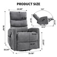 thumbnail image 7 of Leumius Swivel Recliner Chair,360° Glider Rocking Chair with Massage and Heating,Soft Chenille Small Manual Recliner for Nursery Home Theater,Dark Gray(Chenille), 7 of 7