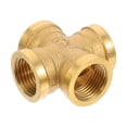 thumbnail image 1 of GOOHOCHY Conector de tubería de latón con conector de 4 vías 1/2 adaptador de tubería de tubería de agua roscada, 1 of 7