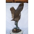 thumbnail image 6 of Nifao Crane standing on a stone bronze statue – Garden Outdoor Decor Sculpture, 28"L x 32"W x 49"H, 6 of 12
