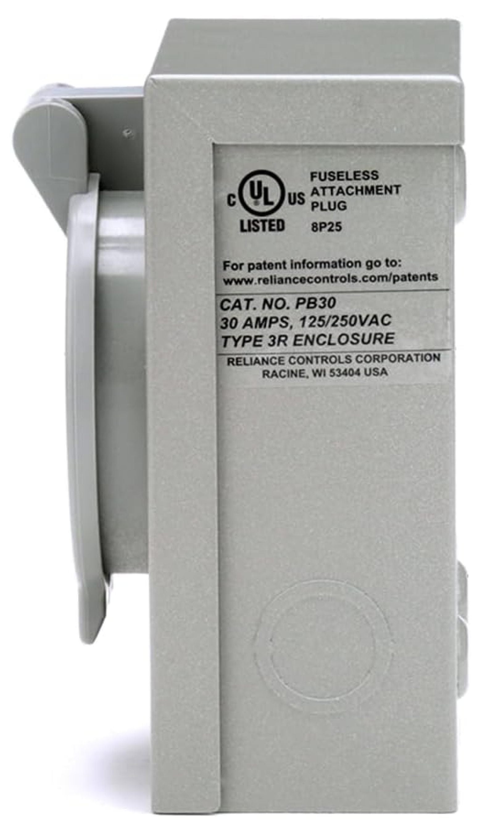 Generators Up to 7,500 Running Watts PB30 30-Amp NEMA 3R Power Inlet Box, Gray