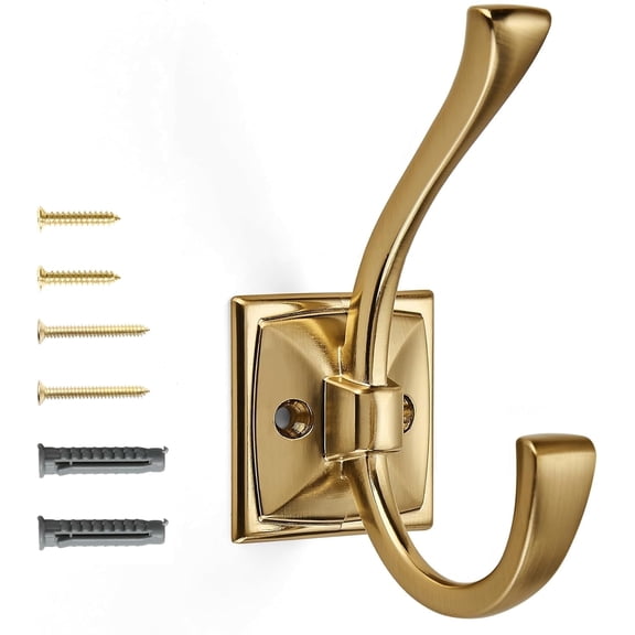 Khtumeware Vintage Wall Hooks,5 Pack Coat Hooks Hardware Towel Hooks for Hanging Coats Champagne Bronze Robe Hooks Wall Mounted with Screws for Key, Towel, Bags, Cup