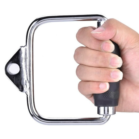 Yosoo Single D Handle with Rubber Handgrips, High Strength Single Extension Stirrup Handle Gym Exercise Cable Equipment Attachment