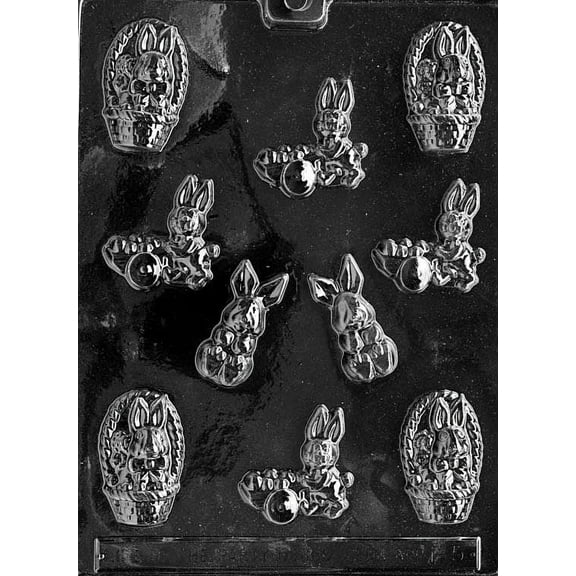 Grandmama's Goodies E005 Easter Assortment w/ Cart Chocolate Candy Soap Mold with Exclusive Molding Instructions