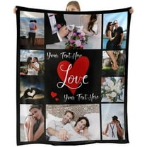 Custom Blanket With Photos Texts-Personalised Photo Blanket Flannel Personalized Throw Blanket With Your Own Pictures Custom Blanket with Photo Collages For Family Birthday Wedding Gift(6 pictures)