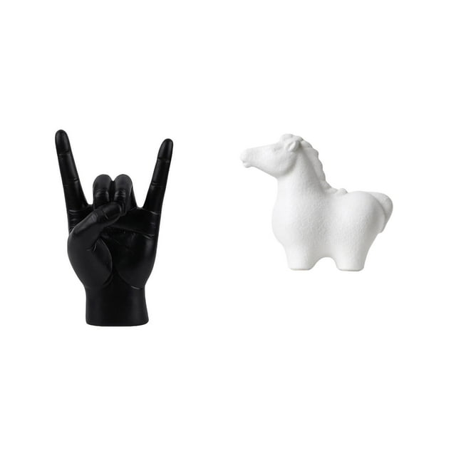 Estatua de resina con gesto de roca, esculturas de caballos modernas y creativas, obra de arte de cerámica única, ideal para regalar, decoración del h