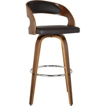 Shelly 26" Counter Height Swivel Brown Faux Leather and Walnut Wood Bar Stool