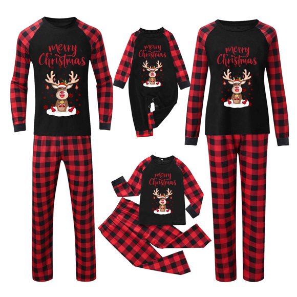 Yammkia Family Christmas Pajamas for Kids Family Pajamas Matching Sets Cute Christmas Printed 2 Piece Sleepwear Holiday PJs Jammies for Couples/Women/Men (Red,M)