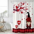 thumbnail image 6 of Red Gnomes Valentines Day Shower Curtain Set - Standard 72" x 72" Washable Bathtub Curtain with 12 Hooks, Love Heart Tree Roses Plaid Waterproof Fabric Shower Curtains for Bathroom/Bathtub Décor, 6 of 6