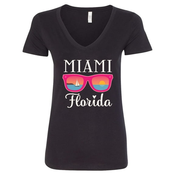 Inktastic Miami Florida Vacation Beach Trip Women's V-Neck T-Shirt