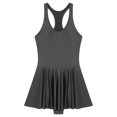 thumbnail image 4 of Alvivi Women's Glossy Silky Ballet Dance Skirted Leotard Gymnastics Bodysuits Yoga Party Dress Black L, 4 of 7