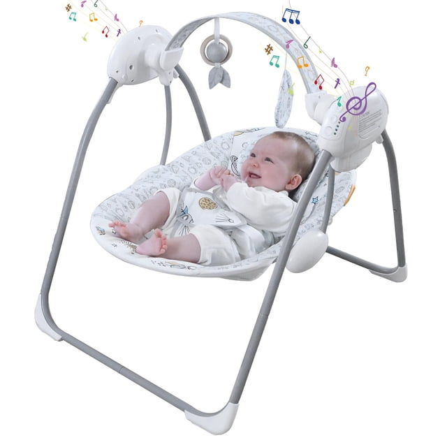 Columpio portátil para bebé Furmubei SG2403 plegable con música y 5 velocidades