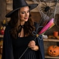 thumbnail image 4 of Halloween Witch Broomstick Prop, Decorative Broom With Gold Buckle Accent For Costume Party Photo Prop Porch Door Wall Shelf And Halloween Display, 4 of 4