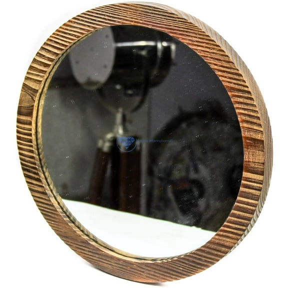 Nagina International Antique Rustic Vintage Styled Boho Chic Mirrors Set of 3 | Sustainable Wood & Glass Wall Mounted Mirror Set | Nautical Gifts Decor Porthole