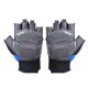 thumbnail image 3 of BOODUN Par de guantes de fitness para levantamiento de pesas con medio dedo, protección de palma de silicona antideslizante (negro, azul, M), 3 of 10