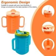 2Pcs Sippy Cup with Straw Portable Elderly Spill Proof Cup with Handle 300ML Feeding Mug Easy to Use Practical Non Spill Mug for Kids Seniors