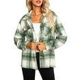 thumbnail image 1 of Manteau Trench Court Uni/à Carreaux pour Femmes Mode Col à Revers Manches Longues Veste Boutonnée, 1 of 7