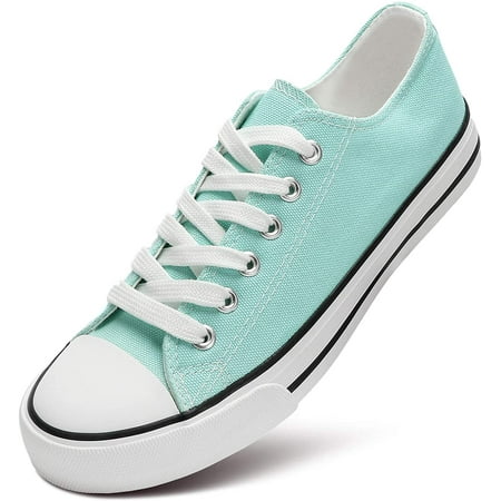 

ZGR Women’s Canvas Low Top Sneaker Lace-up Classic Casual Shoes Black and White