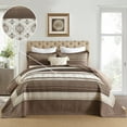 thumbnail image 2 of DDUOXIN 100% Organic Cotton Queen Size Bedspread - 102x120 Striped Reversible Oversized Quilt for Queen Bed, Lightweight Modern Brown Beige Quilts Coverlet Bedding Set with 2 Pillow Shams, 3 Piece, 2 of 11