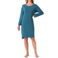 thumbnail image 2 of INSPIRE CHIC Womens Nightgown Long Sleeve Slit High Low Hem Rayon Built in Bra with Pockets Sleepdress Nightwear Pregnancy 2XL Blue, 2 of 5