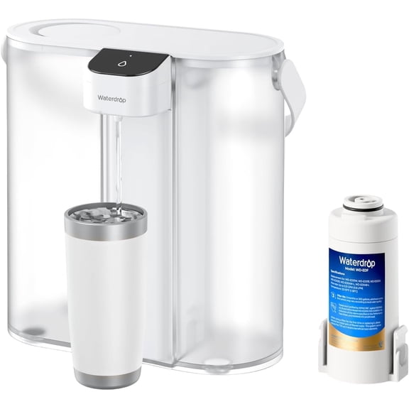 Waterdrop Compact Electric Water Filter Pitcher, 200-Gallon Rechargeable Instant Powerful Dispenser, NSF/ANSI 42&53&401, 14-Cup, White, with 1 Filter, NOT Reduce TDS