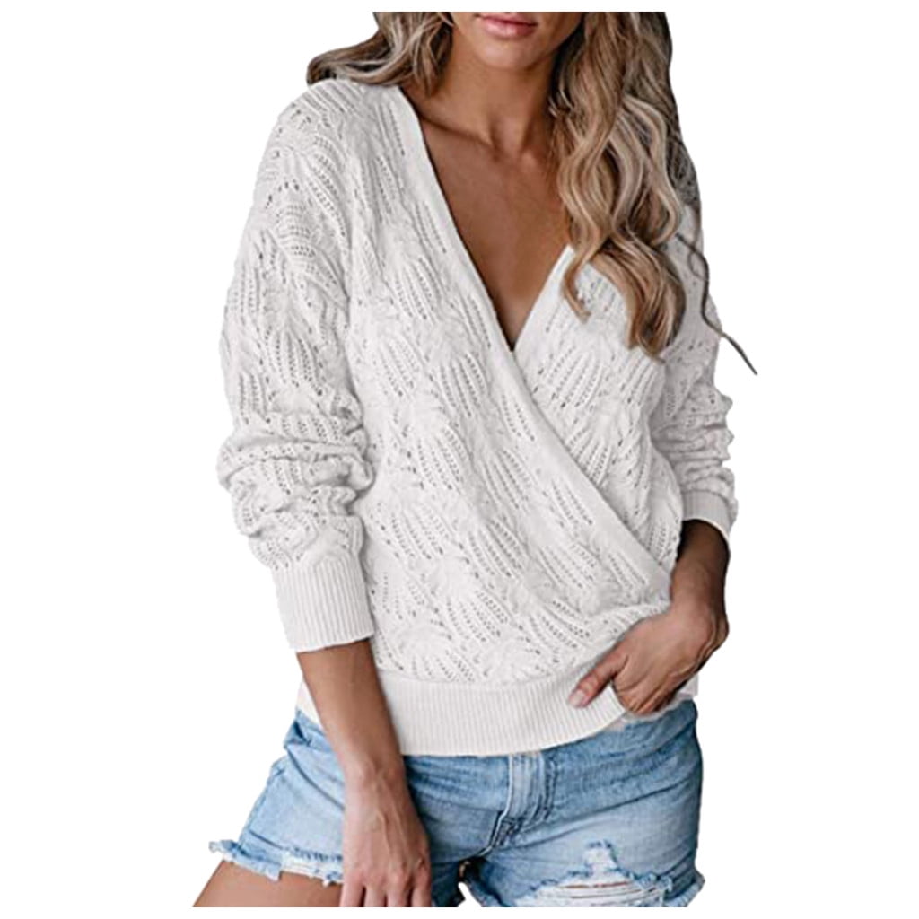 deep v neck wrap sweater