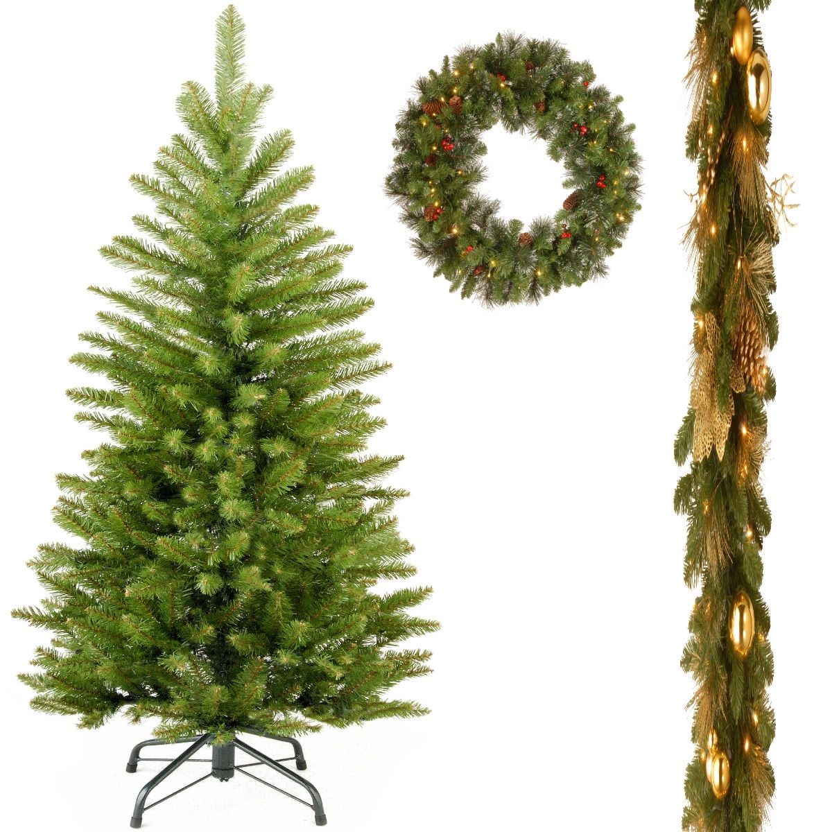 4' Kingswood Fir Pencil Tree with 6' x 12" Decorative Collection