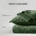 thumbnail image 6 of Madison Park King/Cal King Size 3 Piece Velvet Quilt Set ,Reversible Bed Cover for All Seasons,Green, 6 of 11
