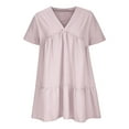 thumbnail image 3 of Maplenight Womens Summer Dress Casual V-Neck Short Sleeve Mini Shift Dress, 3 of 5