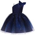 thumbnail image 2 of Girl One Shoulder Christmas Princess Dress Bowknot  Wedding Birthday Party Gown, 2 of 6