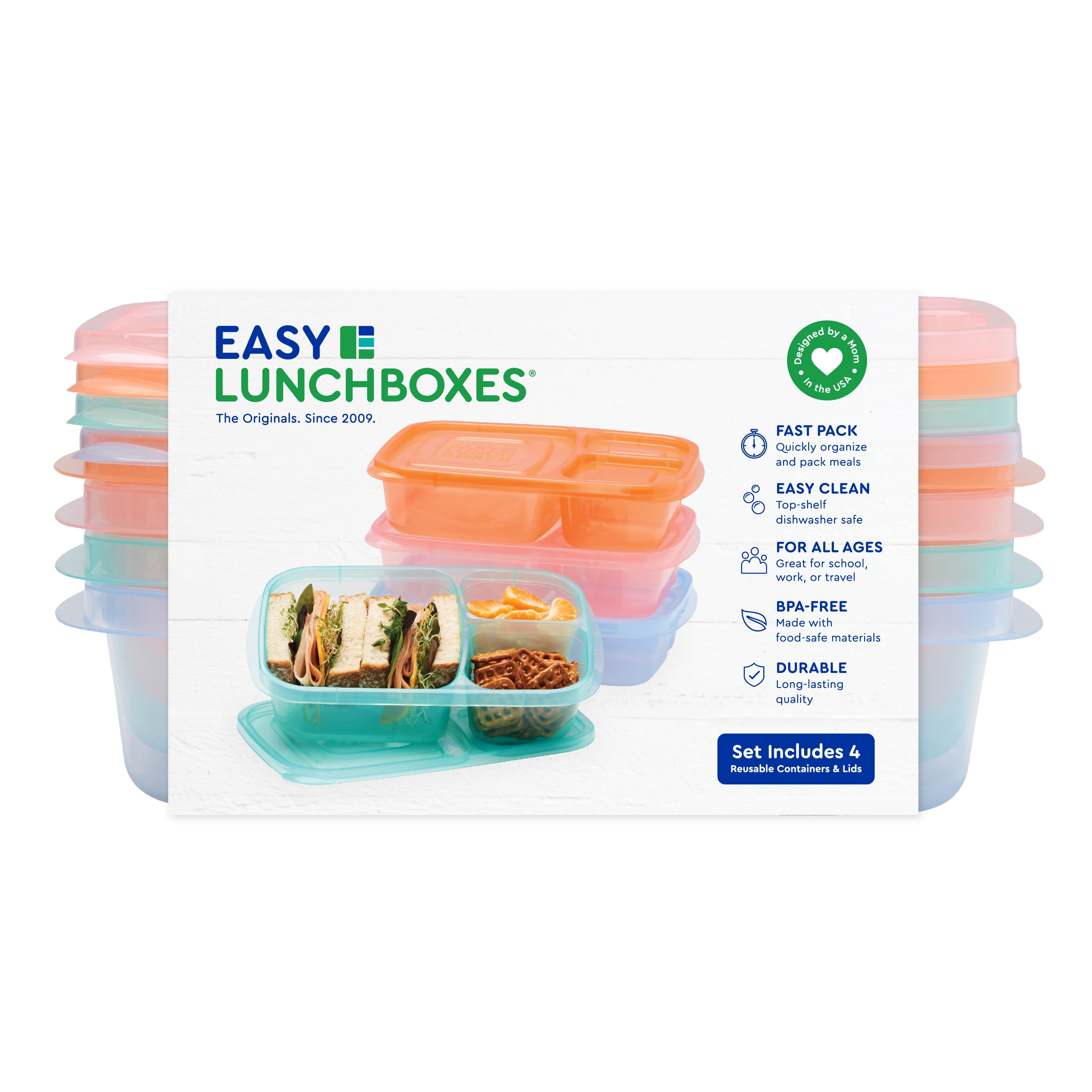 3-PACK TotBox Kids Lunch Box, Bento Snack Box for Daycare, Preschool,  Kindergarten, Toddlers, Baby, Boys, Girls, Small Cute Stackable  Dishwasher-safe