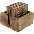 thumbnail image 5 of "Ajuny Wooden 6-Piece Set: Brown Celtic Design Drinks Coasters with Holder", 5 of 5