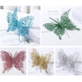thumbnail image 4 of 20 piezas de adornos navideños con mariposas brillantes, adornos colgantes para árbol de Navidad con mariposas brillantes en 3D, decoración de mariposas artificiales huecas con clips y tallos para cor, 4 of 7