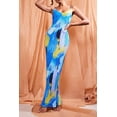 thumbnail image 6 of Women's Backless Printed Maxi Cami Dress with Sheer Back and Stretchy Bodice 65% polyester 35% cotton for summer, 6 of 16