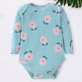 thumbnail image 2 of LIIPEE Girls Boys Onesie Cartoon Flower Printed Long Sleeve Round Neck Bodysuit Comfort Party One-Pieces,Light Blue,18-24 Months, 2 of 3