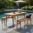 thumbnail image 5 of Hommoo 48" Acacia Wood Bench, Wooden Bench with Breathable Slat Seat, Triangular Support Frame, for Dining Room, Patio, Entryway & Garden, Natural, 5 of 7