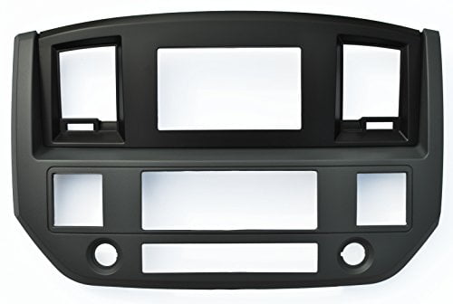 w/Steering, Silver SLATE GREY Black and Silver Aftermarket Stereo Radio Double Din Dash Install Kit Compatible with Dodge Ram 2006 2007 2008 2009 