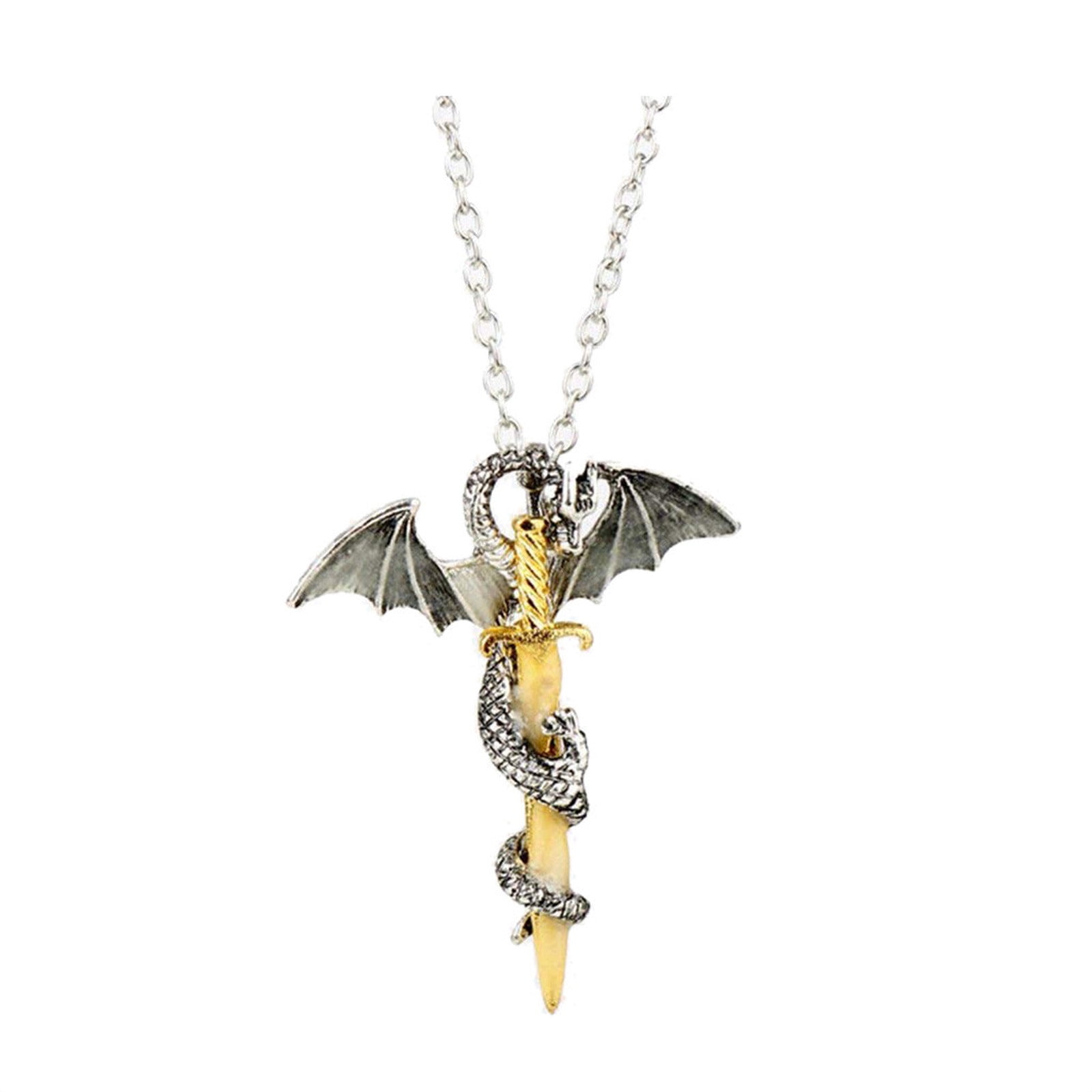 Men's Boy's Ancient Flying Dragon Silver Stainless Steel Necklace Chain Jewelry Men's Boy's Ancient Flying Dragon Silver Stainless Steel Necklace Chain Jewelry