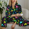 thumbnail image 6 of Naloa Geometric 1980s Styled Pajamas for Women Set, Womens Pajama Sets, Lounge Sets for Women, 2pjs for Women-Small, 6 of 7