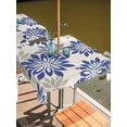 thumbnail image 2 of Outdoor Tablecloths with Umbrella Hole & Zipper, Geometric Flower 60x60 Inch Square Tablecloths, Vintage Country Floral Blue Grey on Linen Waterproof Table Cloth, Patio/Pool/Picnic Table Covers, 2 of 8