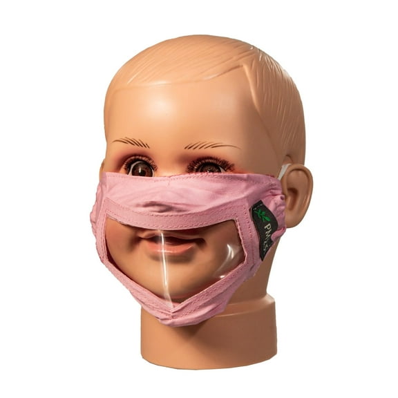 Pink Childrens Reusable Face Mask with Clear Window