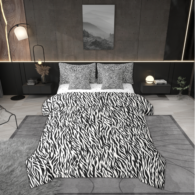 Erosebridal Abstract Black and White Bedding Queen Size, Zebra Printed Comforter Sets with Sheets, Animal Room Decor Ultra Soft 7-Piece