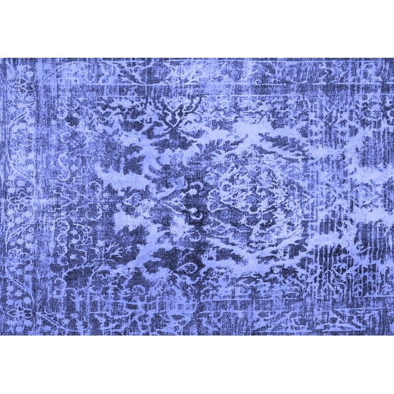 Ahgly Company Machine Washable Indoor Rectangle Abstract Blue Contemporary Area Rugs, 2' x 5'