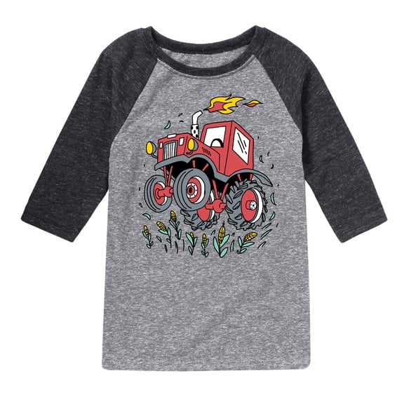 Instant Message - Monster Tractor - Toddler & Youth Raglan Graphic T-Shirt