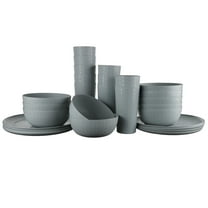 Mainstays 30-Piece Plastic Braided Pattern Dinnerware Bundle Set, Gray
