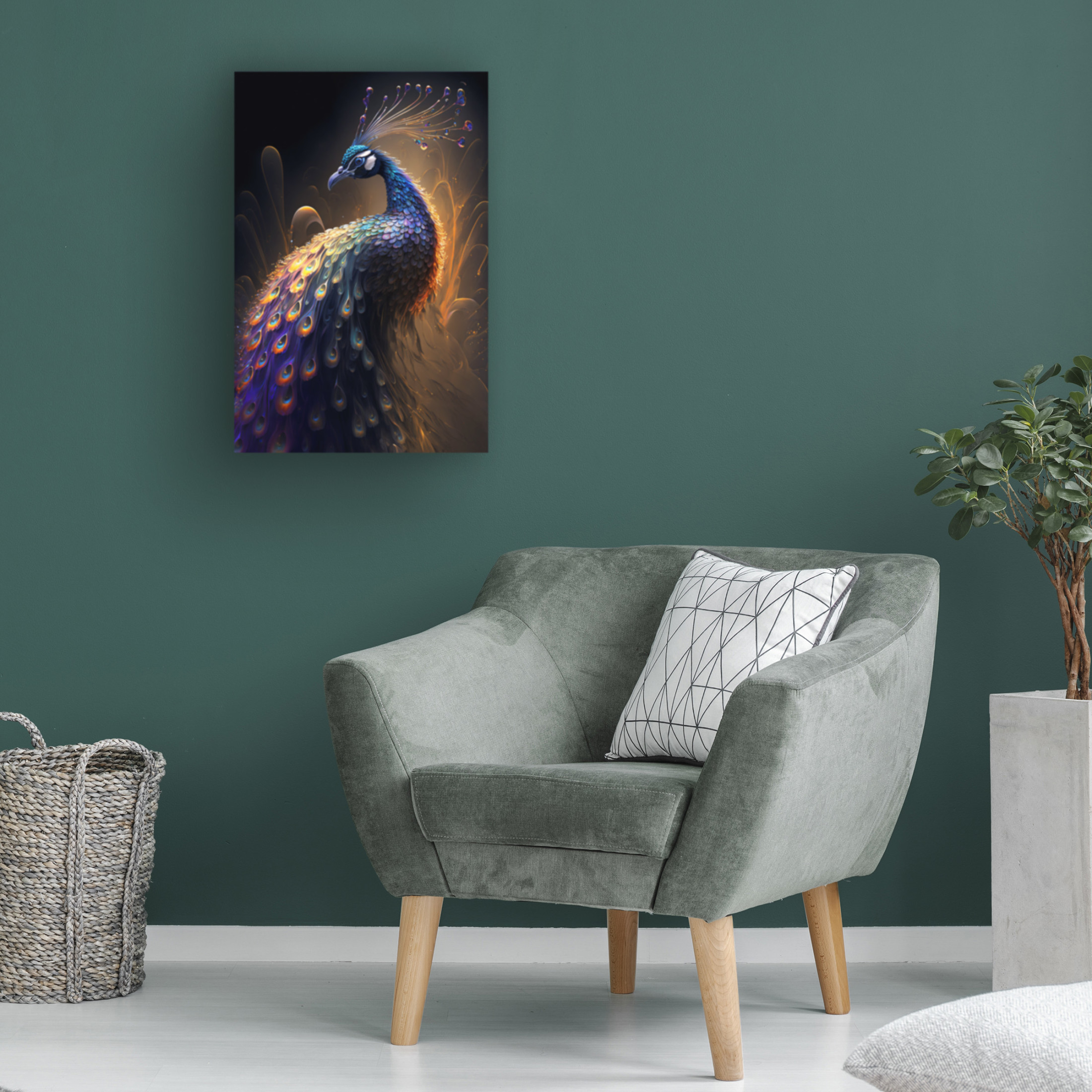 Canvas Wall Art - Ray Heere 'Proud Peacocks 28' Wall Art for Living Room, Bedroom, or Office Décor by Trademark Fine Art - 16 x 24 Inches