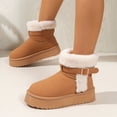 thumbnail image 3 of Women's Casual Platform Thick Soled Short Tube Height Enhancing Warm Velvet Boots Brown 6.5, 3 of 7